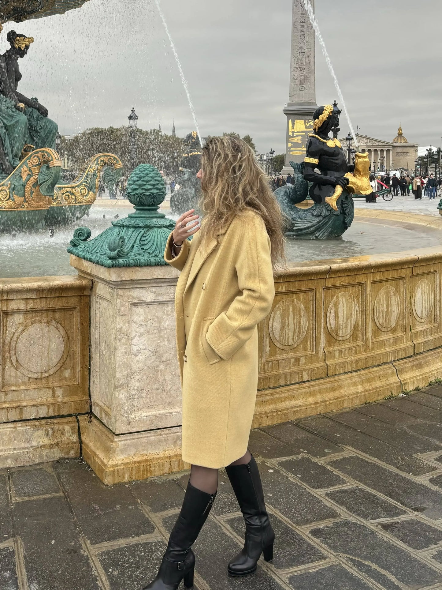 Manteau long en laine mérinos et soie Patena Paris