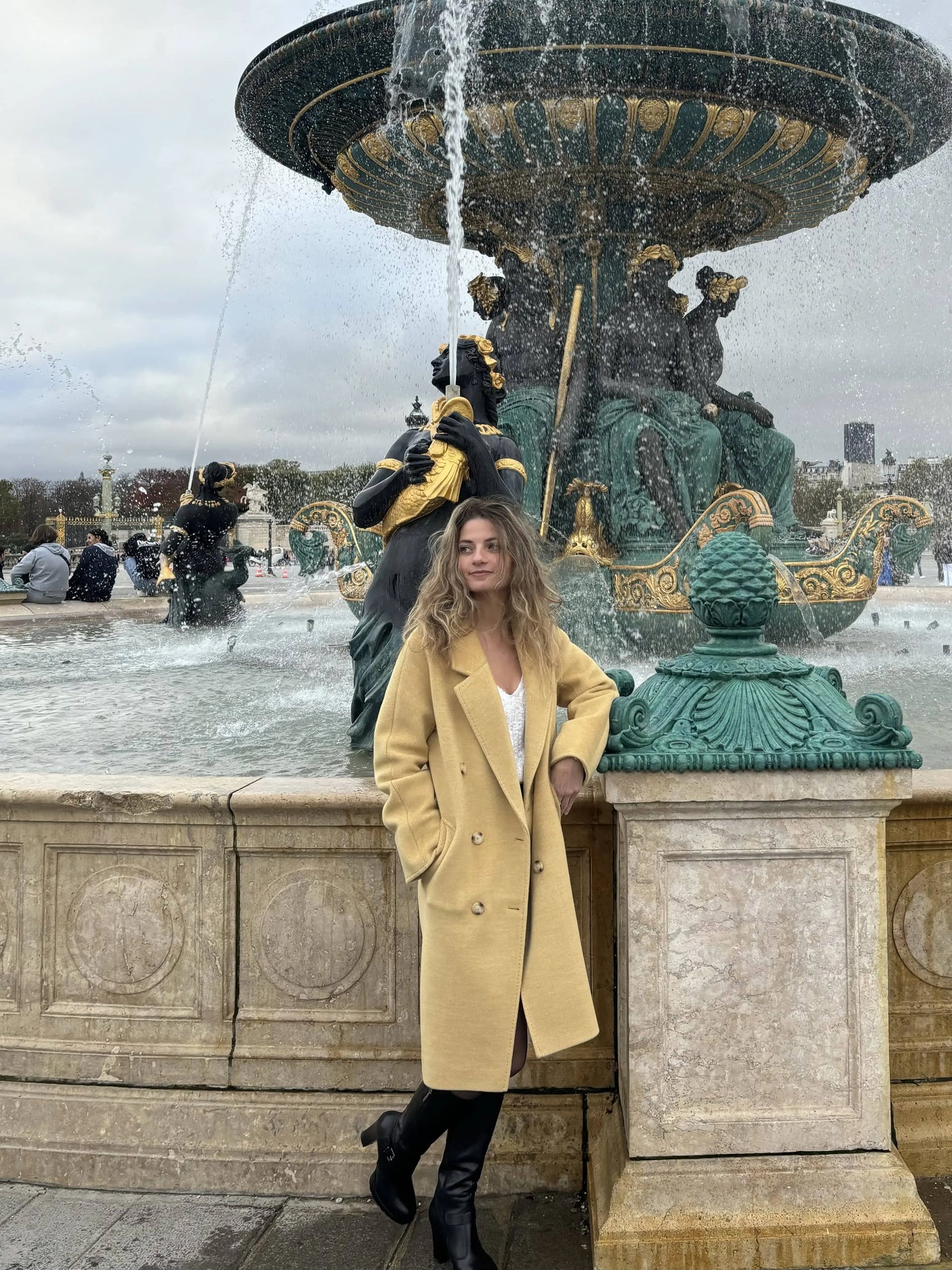 Manteau long en laine mérinos et soie Patena Paris