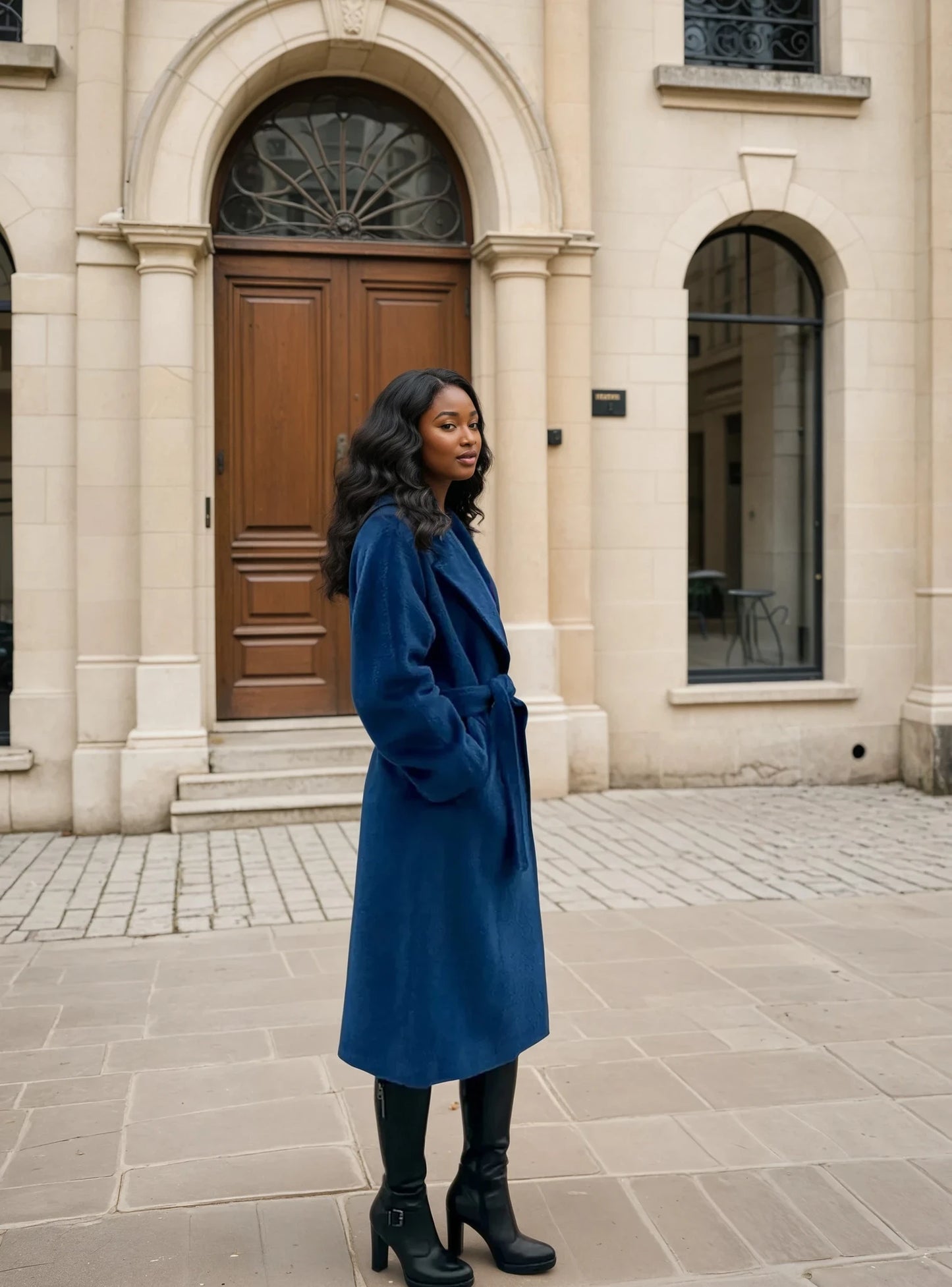Manteau long en laine d'alpaga