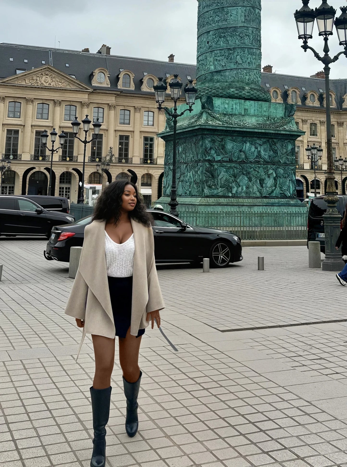 Manteau court à ceinture 100% cachemire