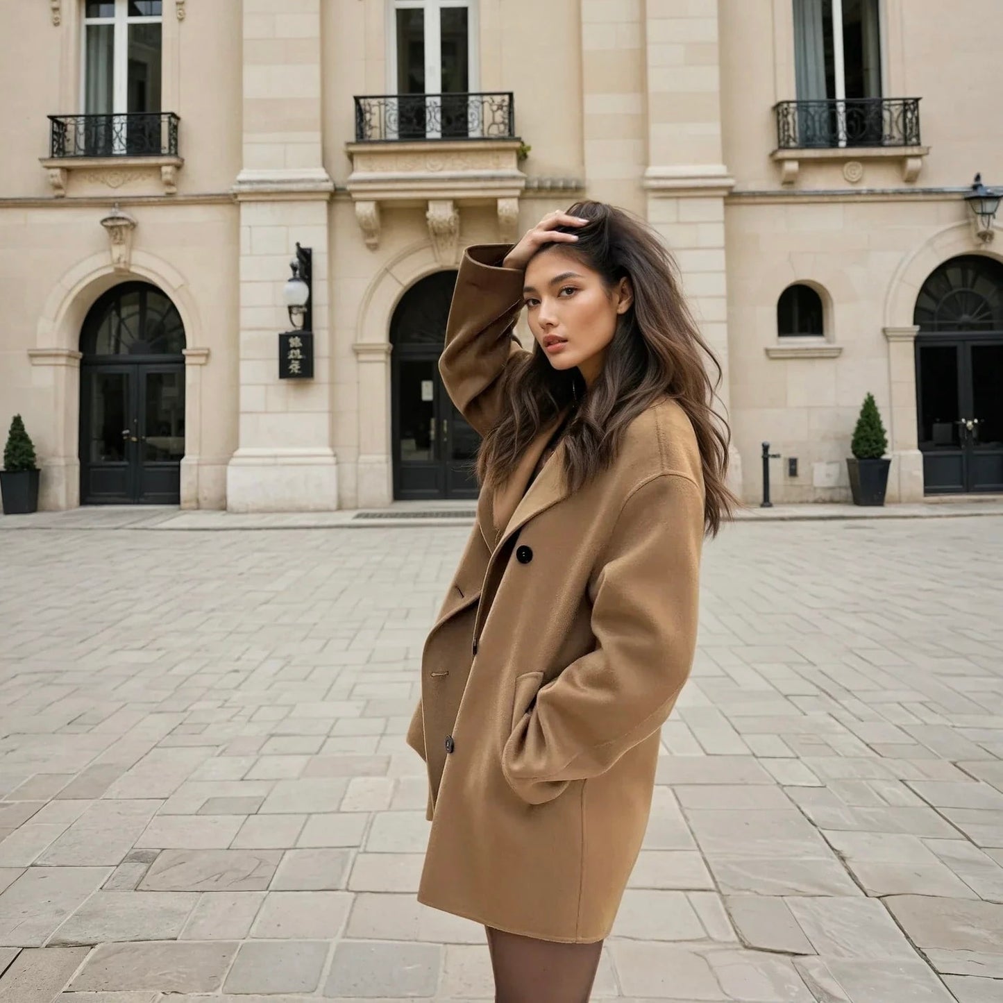 Manteau de luxe court cachemire pour femme