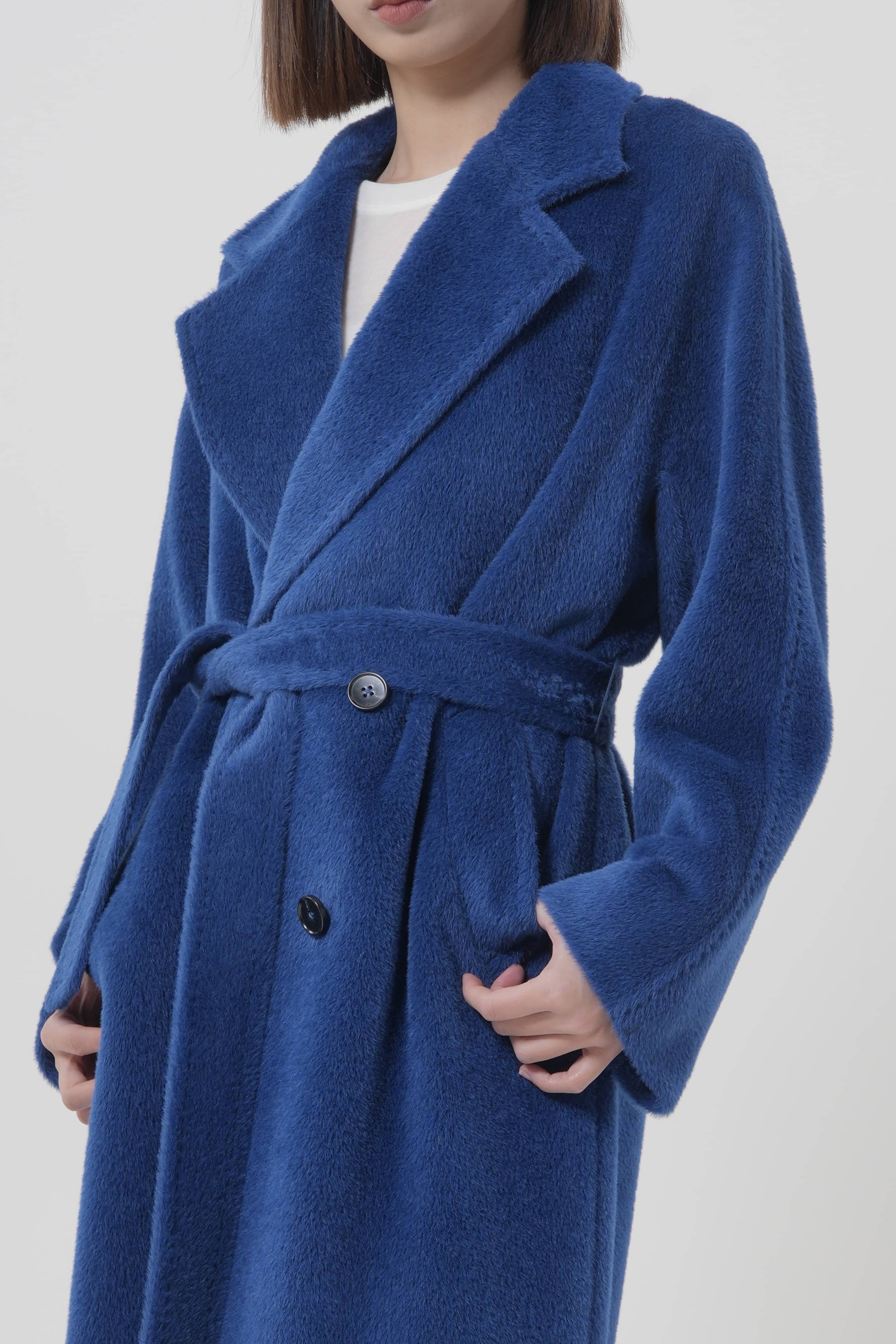 patena paris manteau alpaga bleu luxe femme
