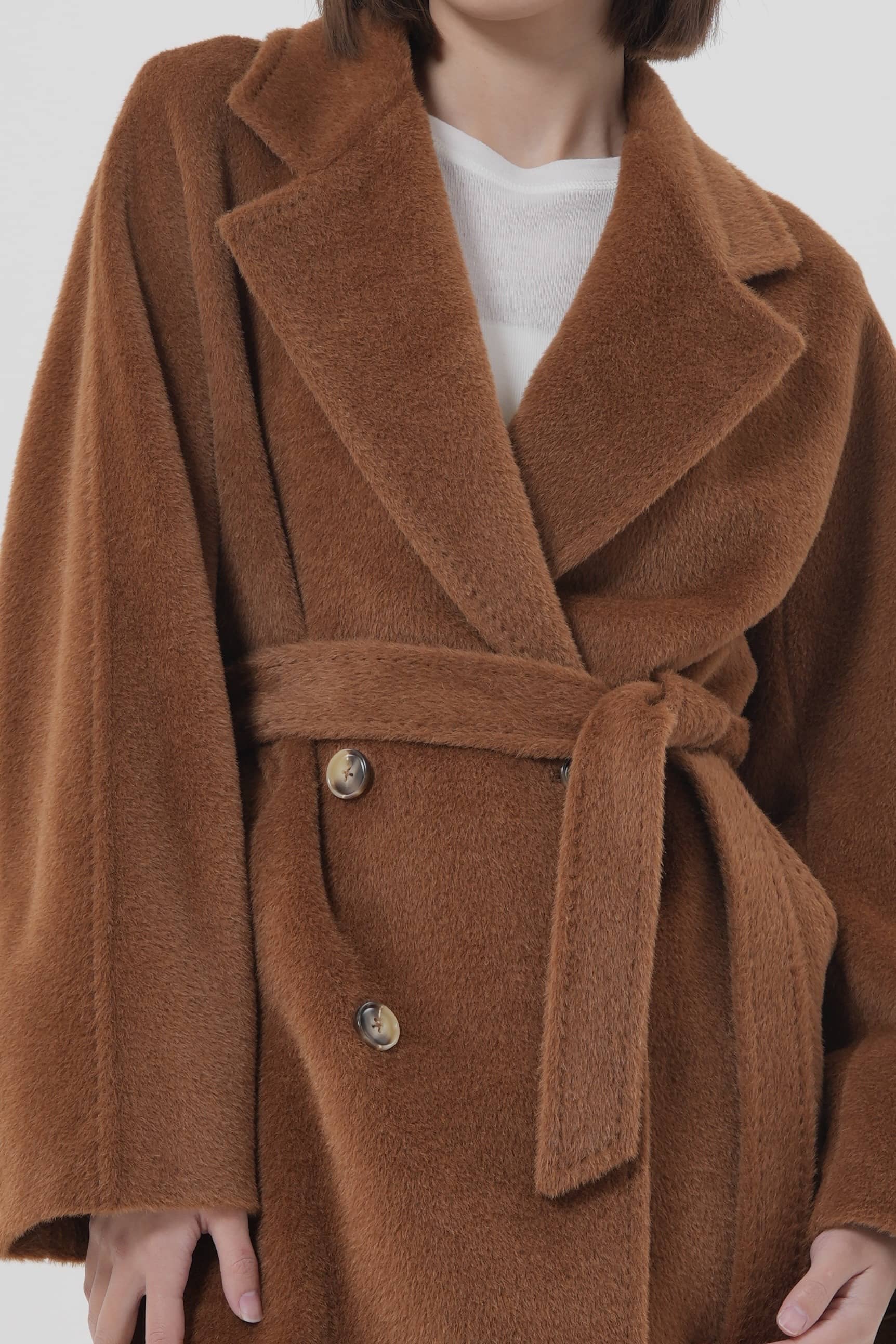 patena paris manteau alpaga caramel luxe femme