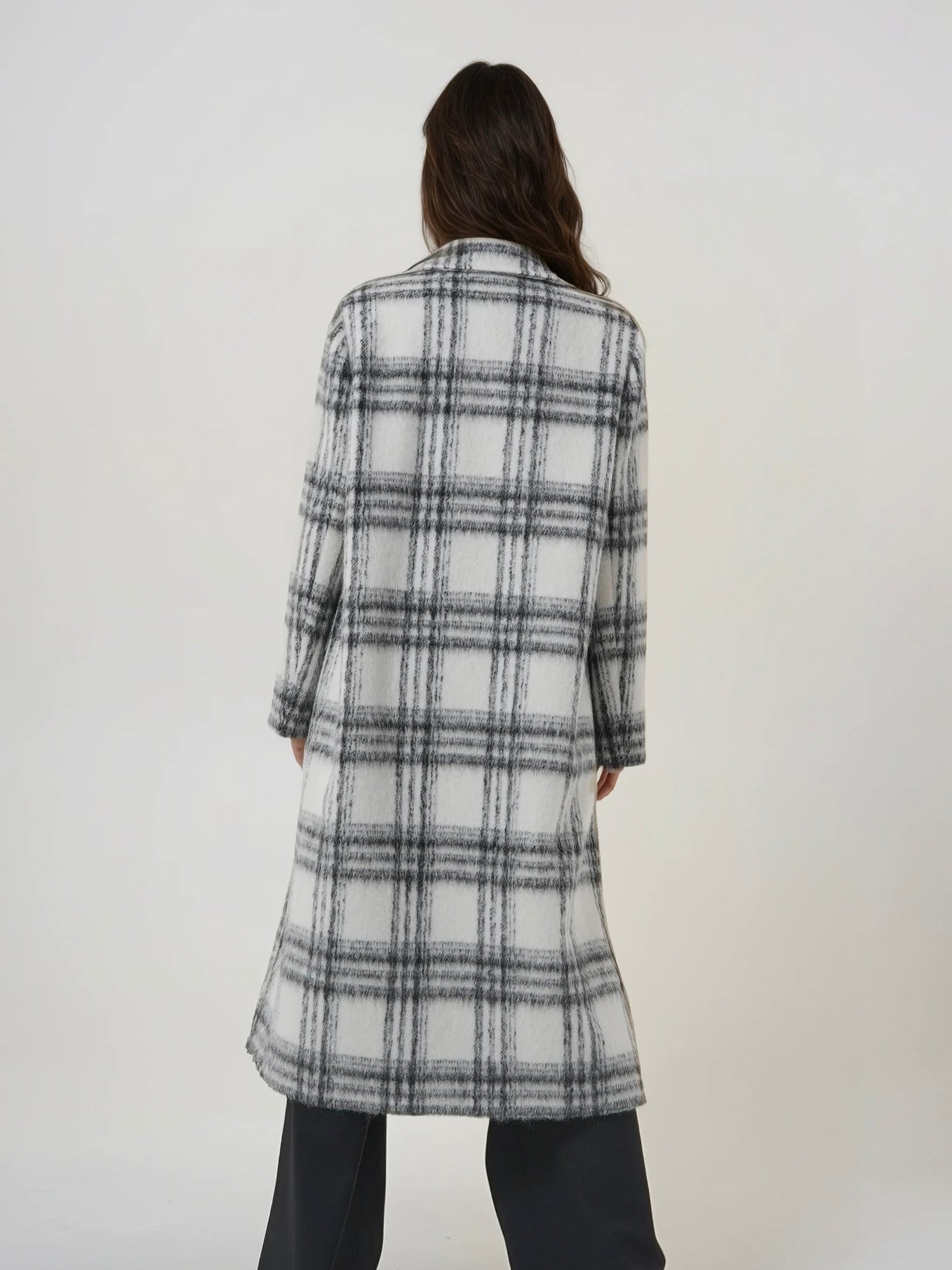 Manteau long en laine et mohair