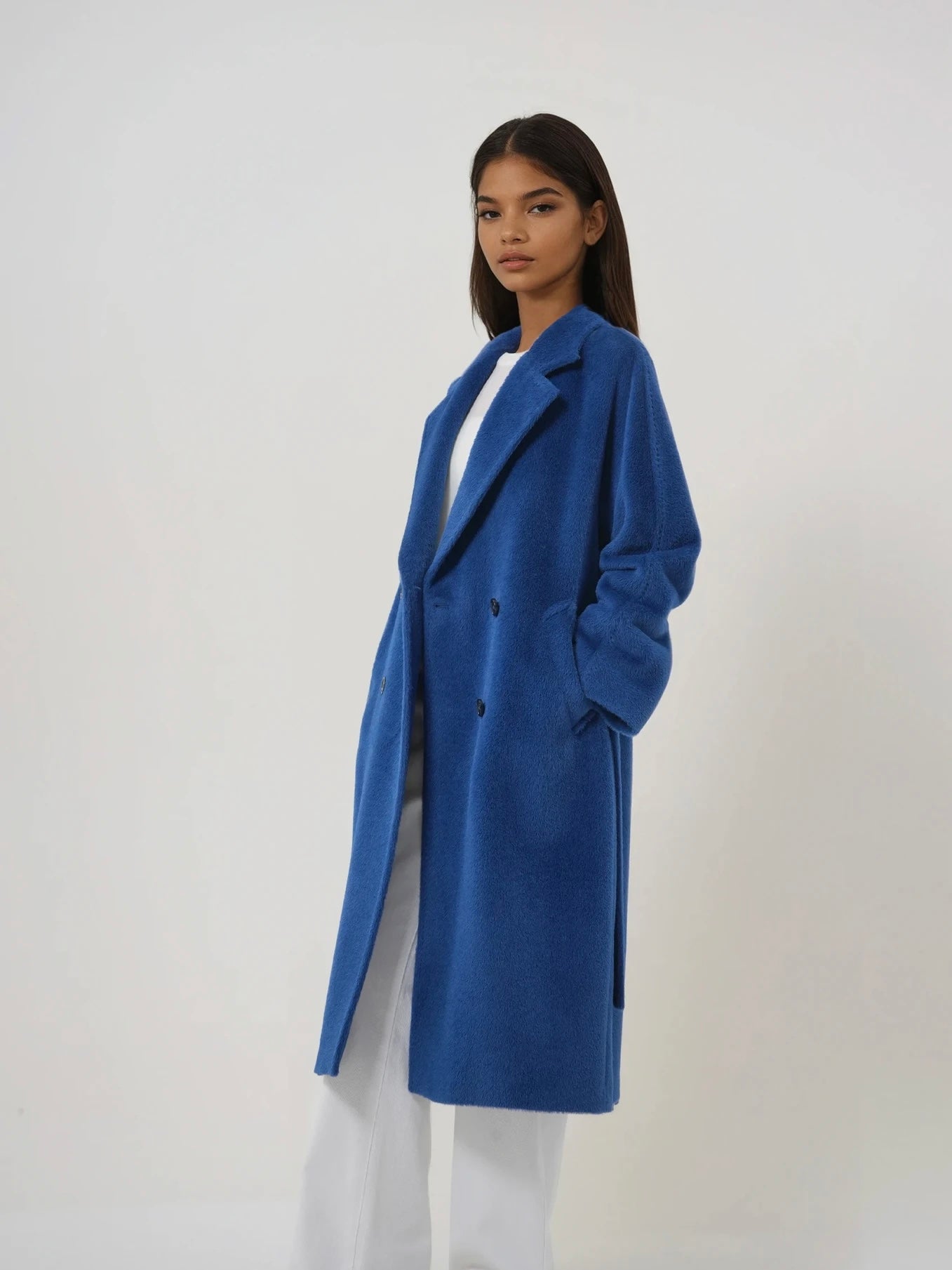 Manteau long en laine d'alpaga
