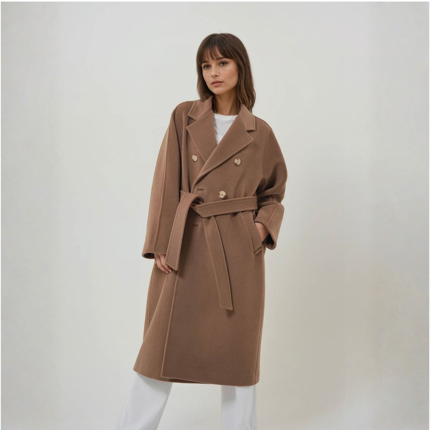 Manteau long laine et cachemire pour femme
