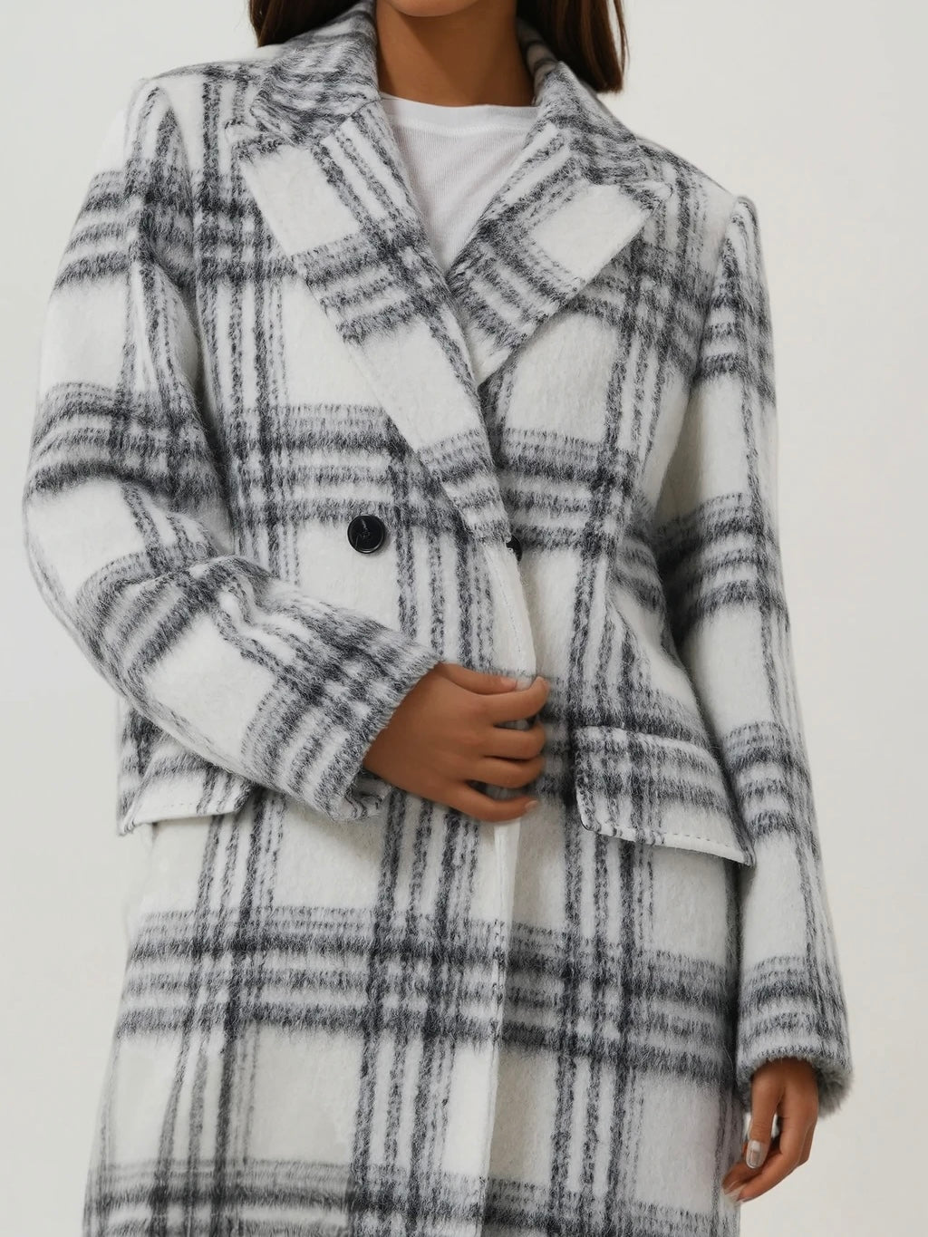 Manteau long en laine et mohair
