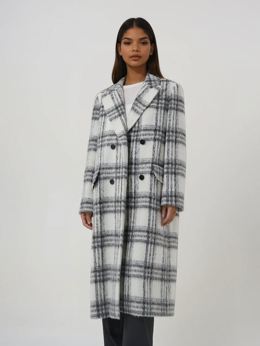 Manteau long en laine et mohair