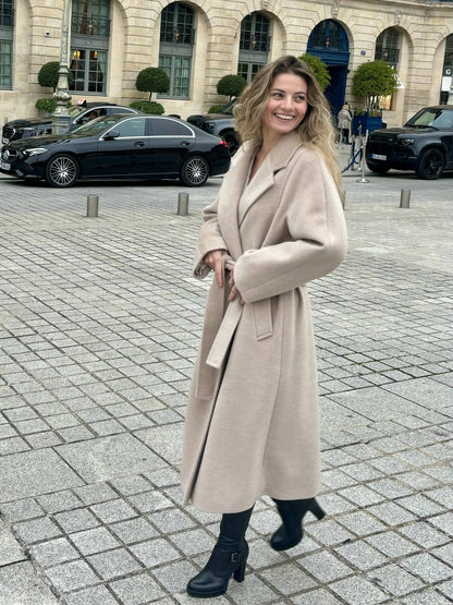 Manteau en laine mérinos tendance long Patena Paris