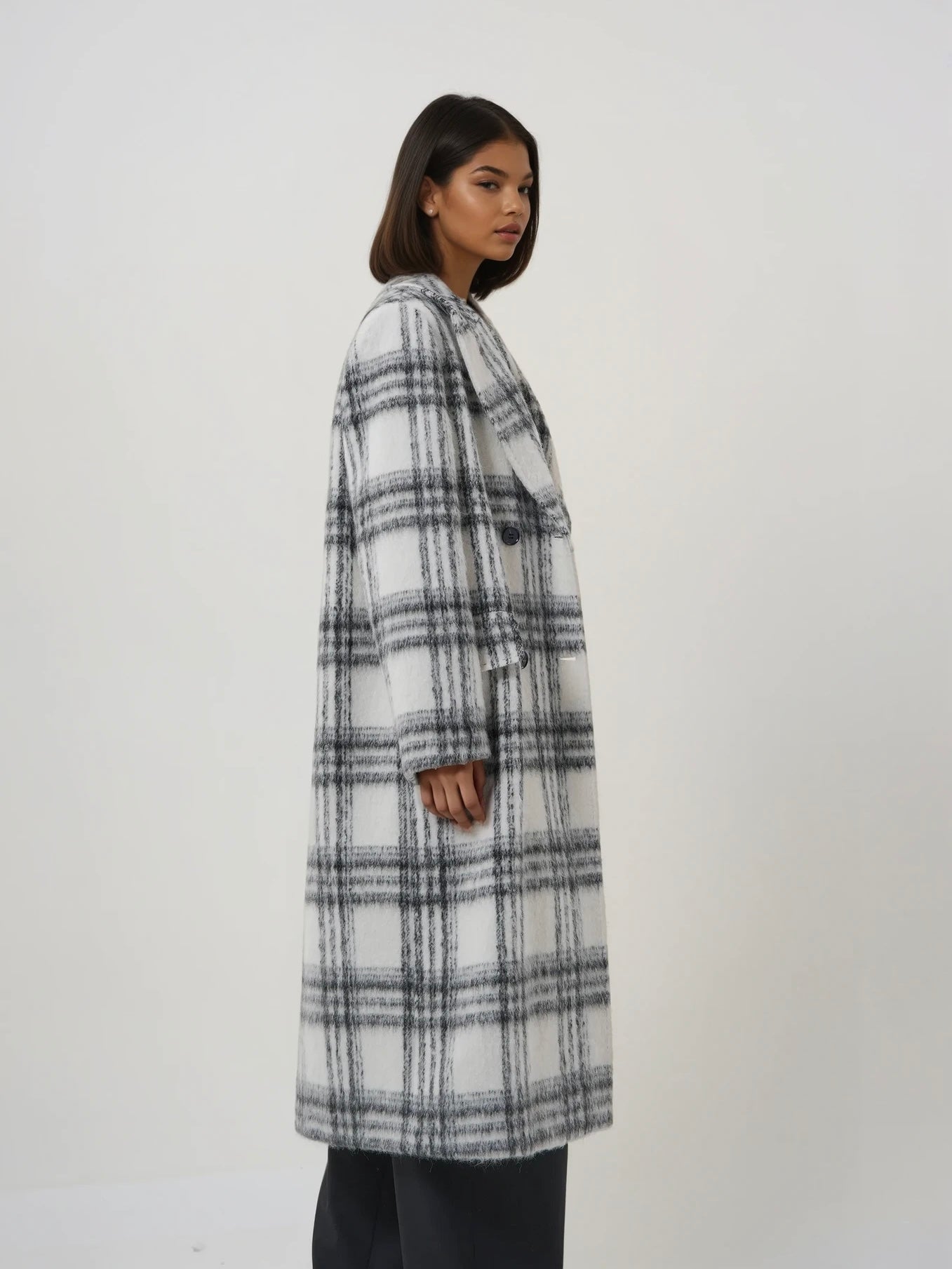 Manteau long en laine et mohair
