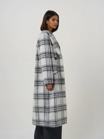 Manteau long en laine et mohair