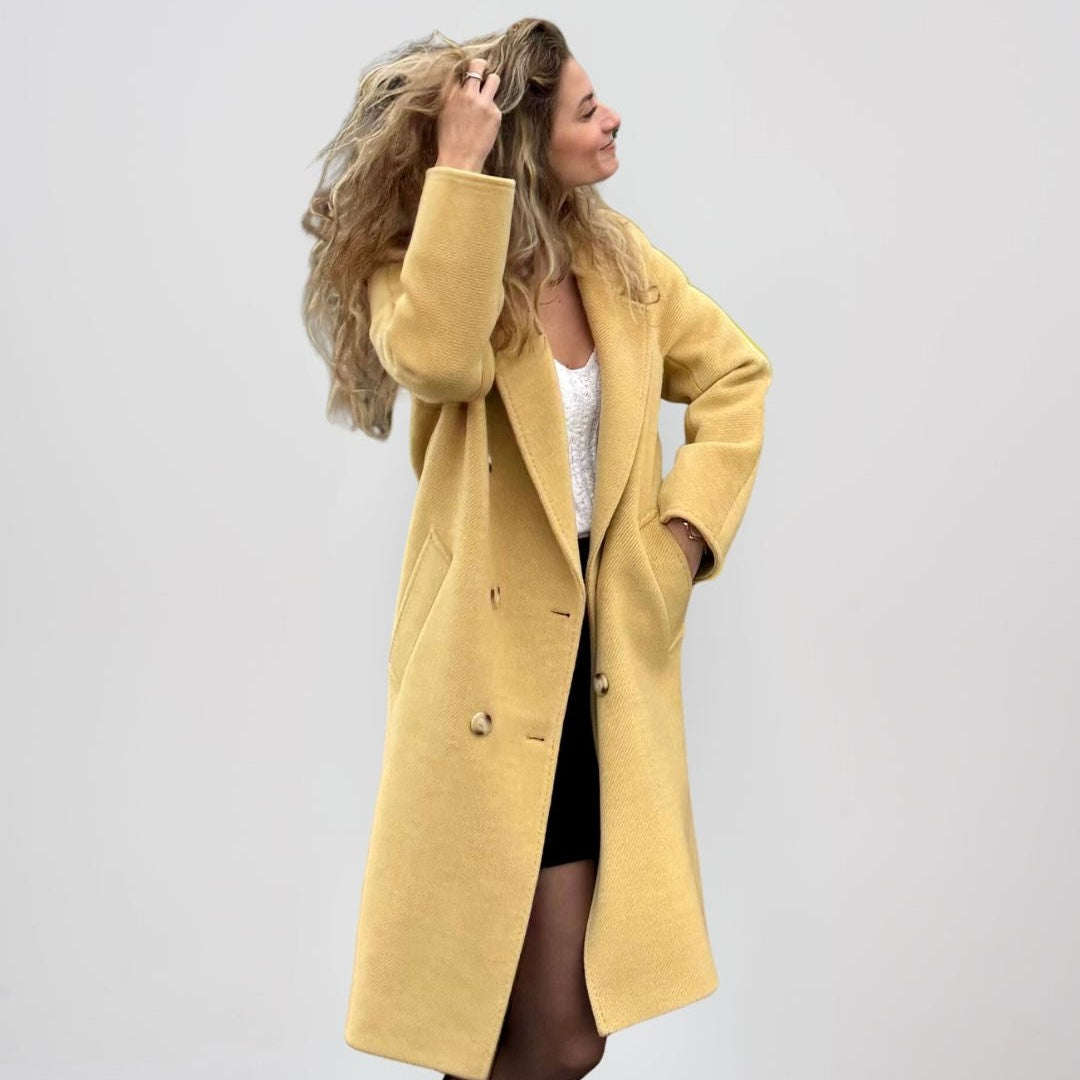 Long coat in merino wool and silk