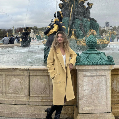 Long coat in merino wool and silk