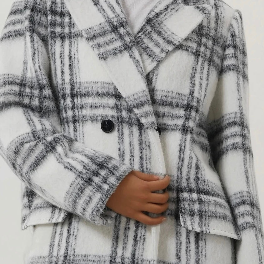 Manteau long laine mohair femme