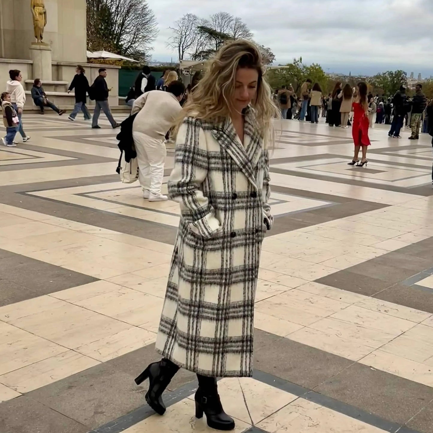 Manteau long laine mohair femme