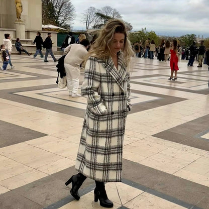 Manteau long laine mohair femme