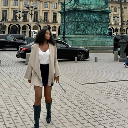 Short belted coat, 100% cashmere (one-of-a-kind)