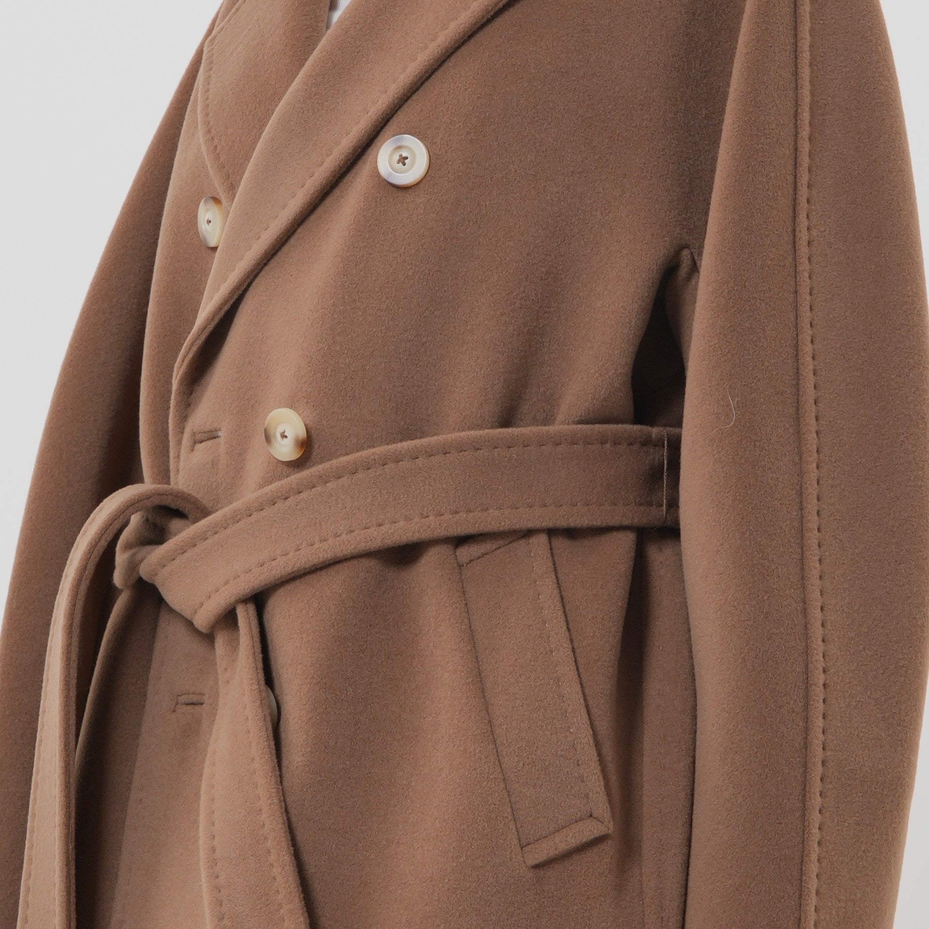 Manteau long laine et cachemire marron premium