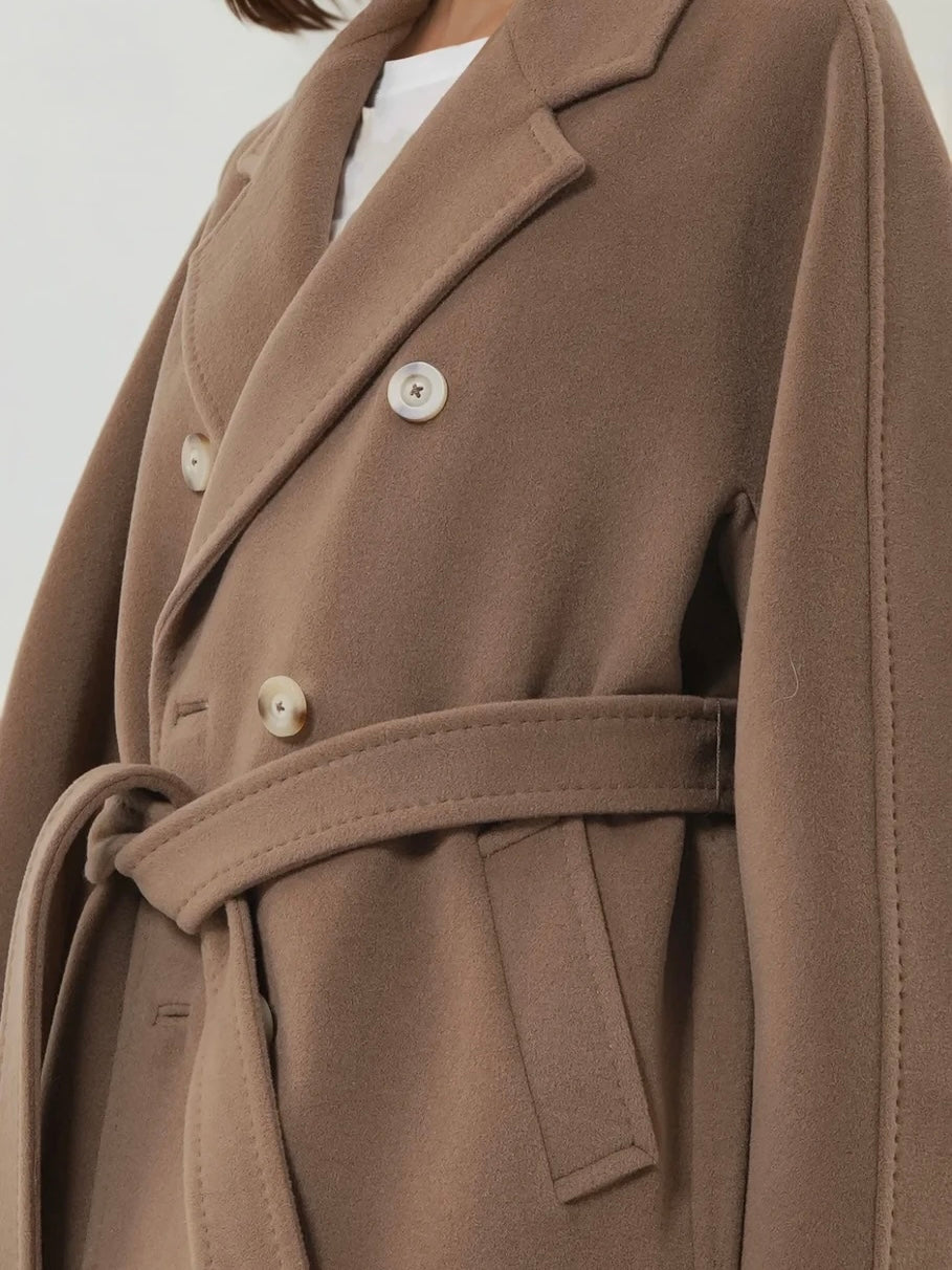 Manteau long en laine et cachemire