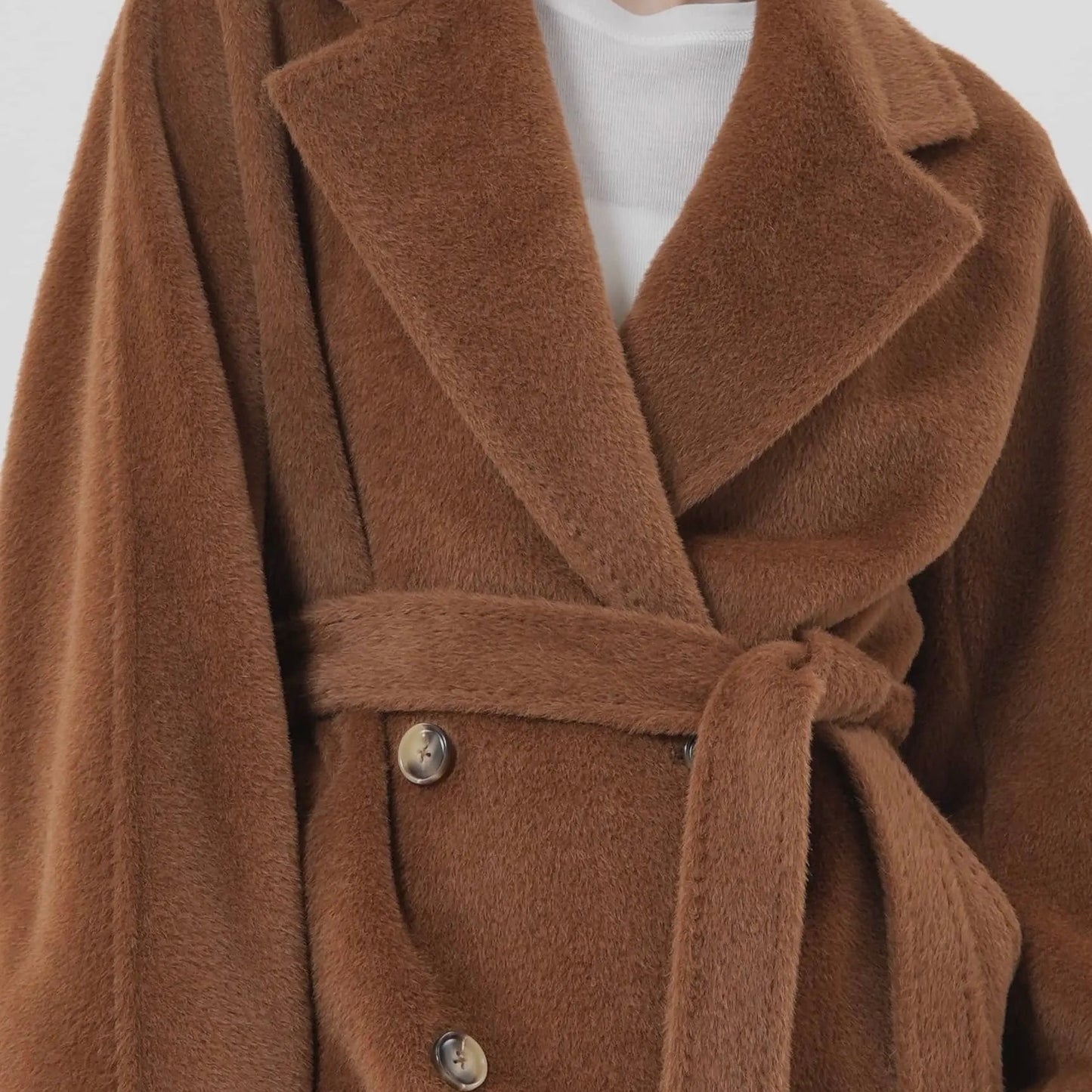 Manteau long en alpaga pour femme