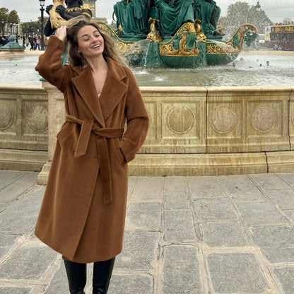 Manteau long en alpaga pour femme