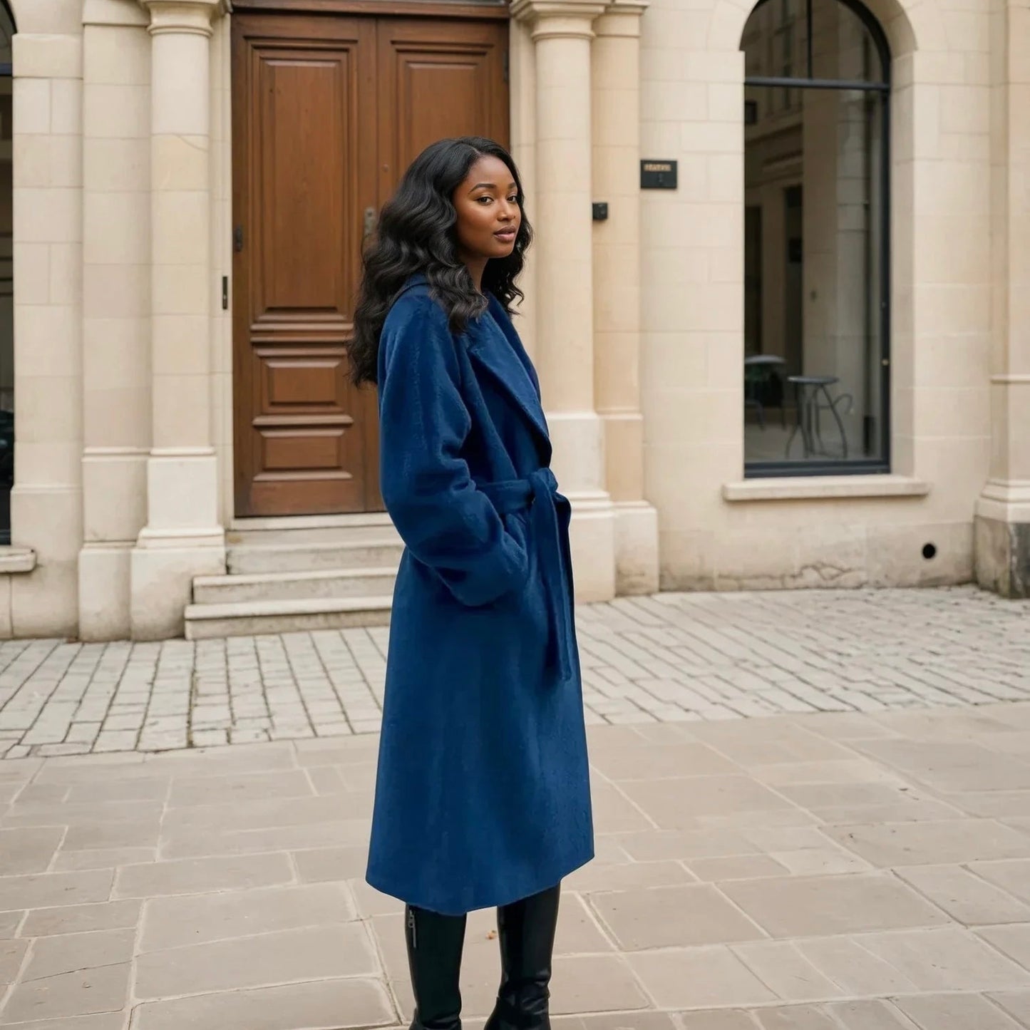 Manteau long en alpaga pour femme