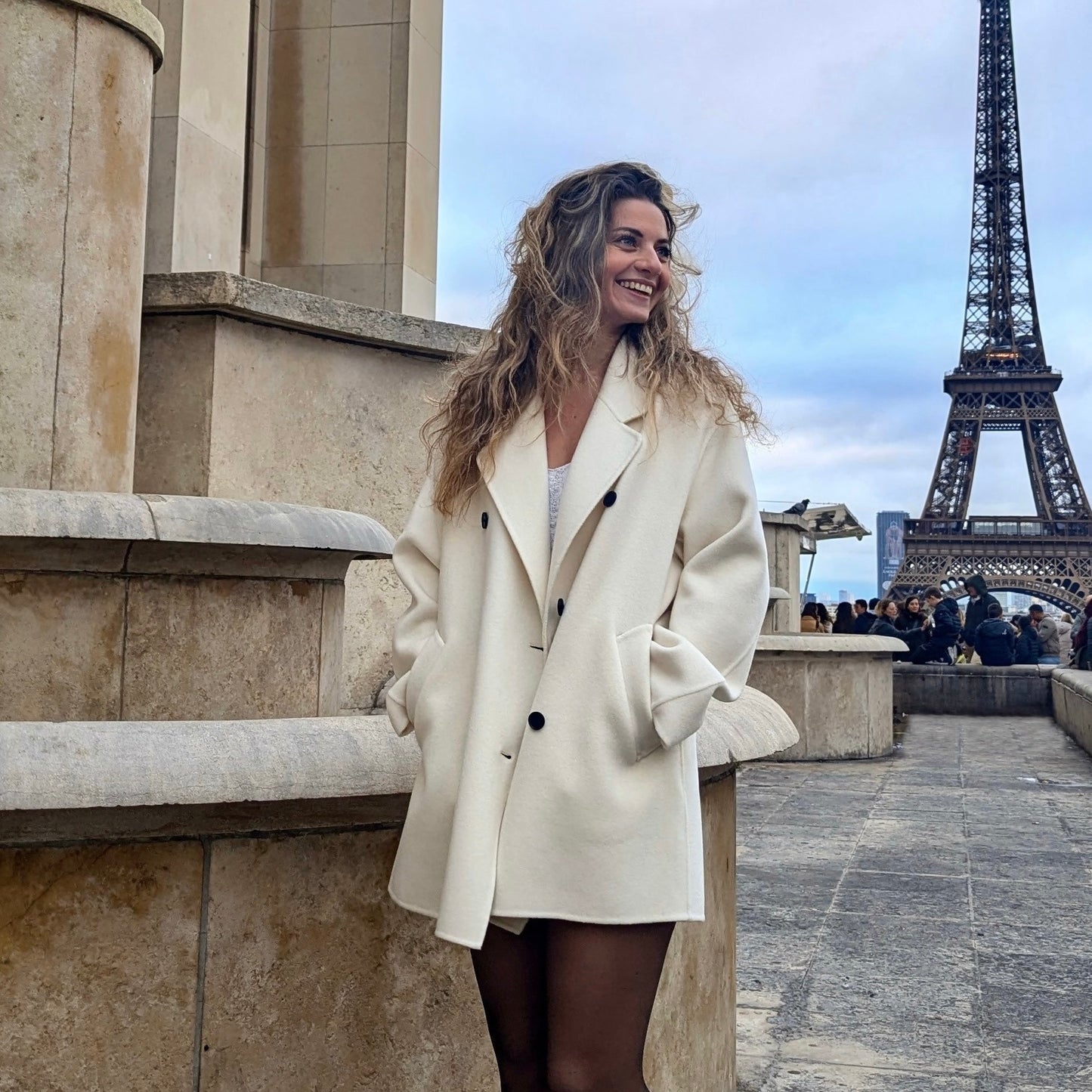 Manteau de luxe court cachemire pour femme