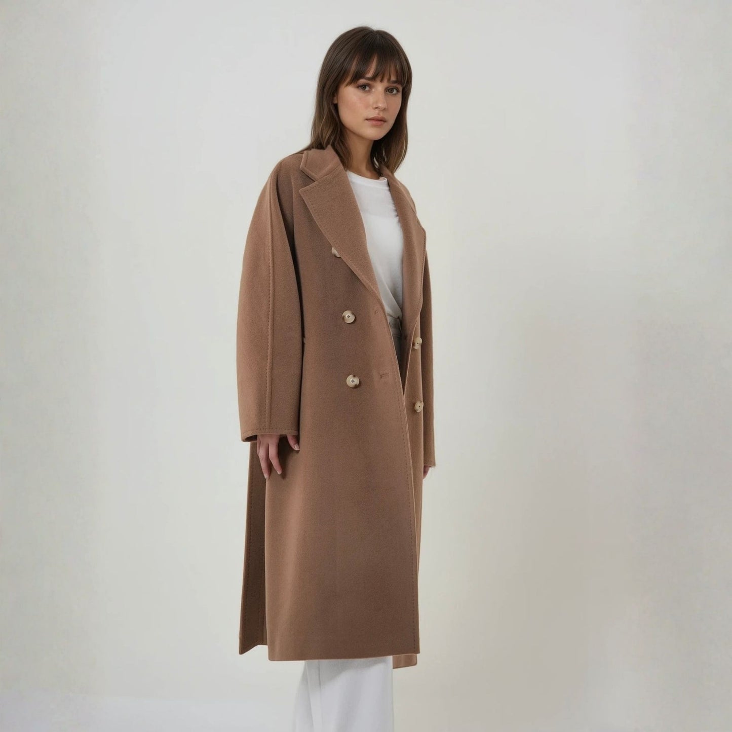 Manteau long laine et cachemire pour femme