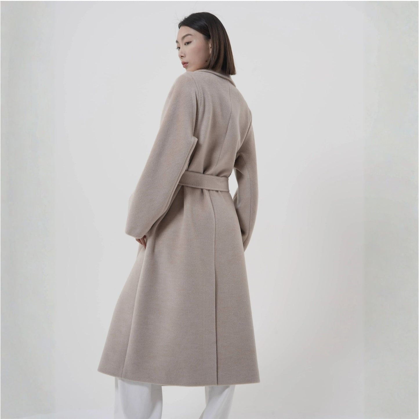 Manteau long femme en laine mérinos