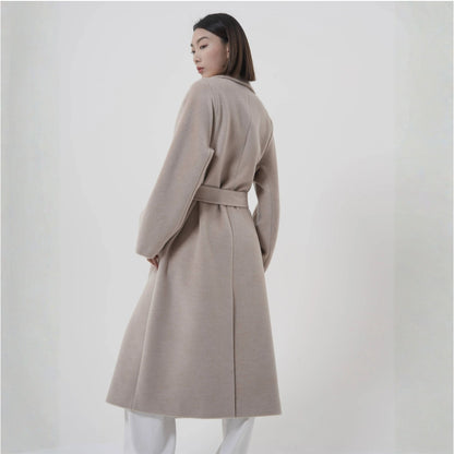 Manteau long femme en laine mérinos