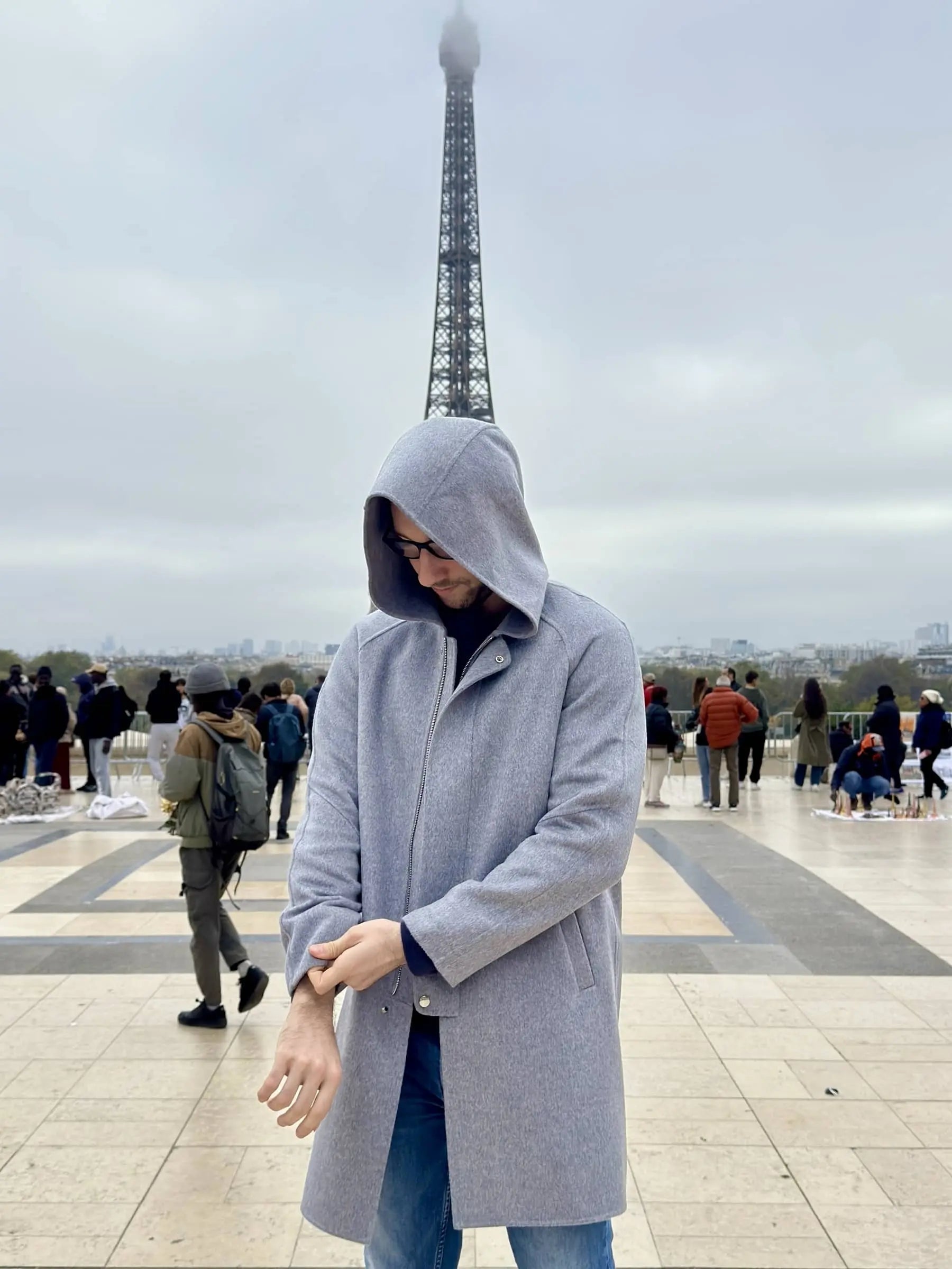 Manteau à capuche laine, cachemire et soie Patena Paris