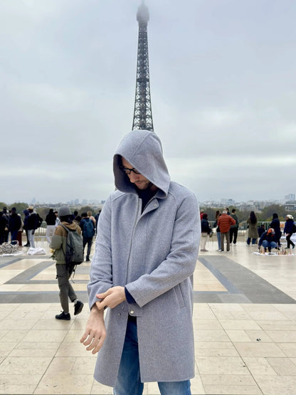 Manteau à capuche laine, cachemire et soie Patena Paris