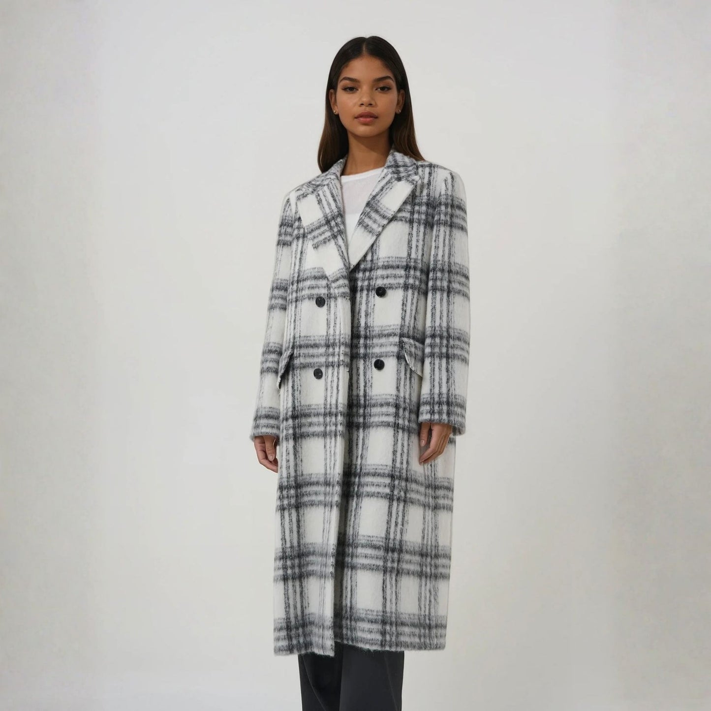 Manteau long laine mohair femme