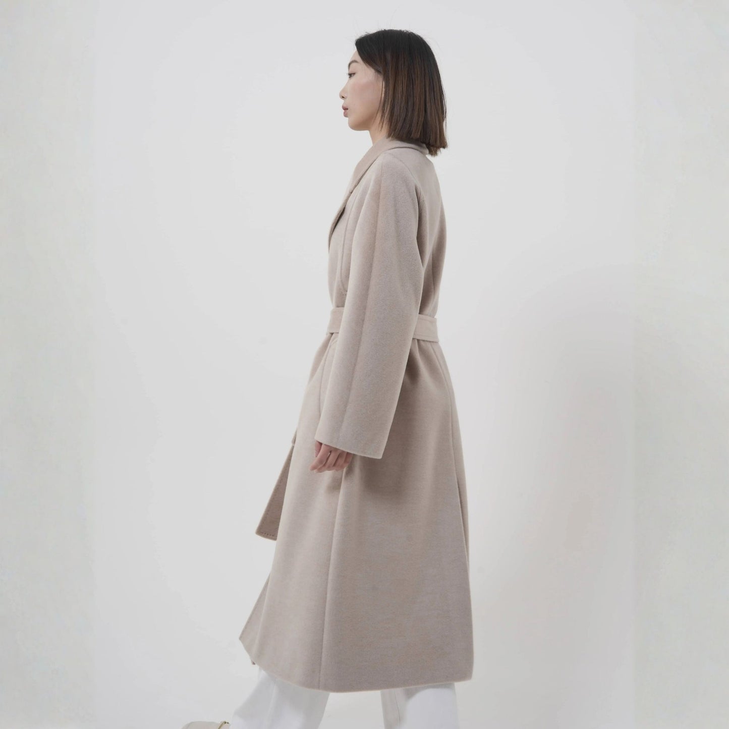 Manteau long femme en laine mérinos