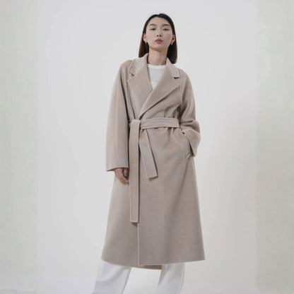 Manteau long femme en laine mérinos