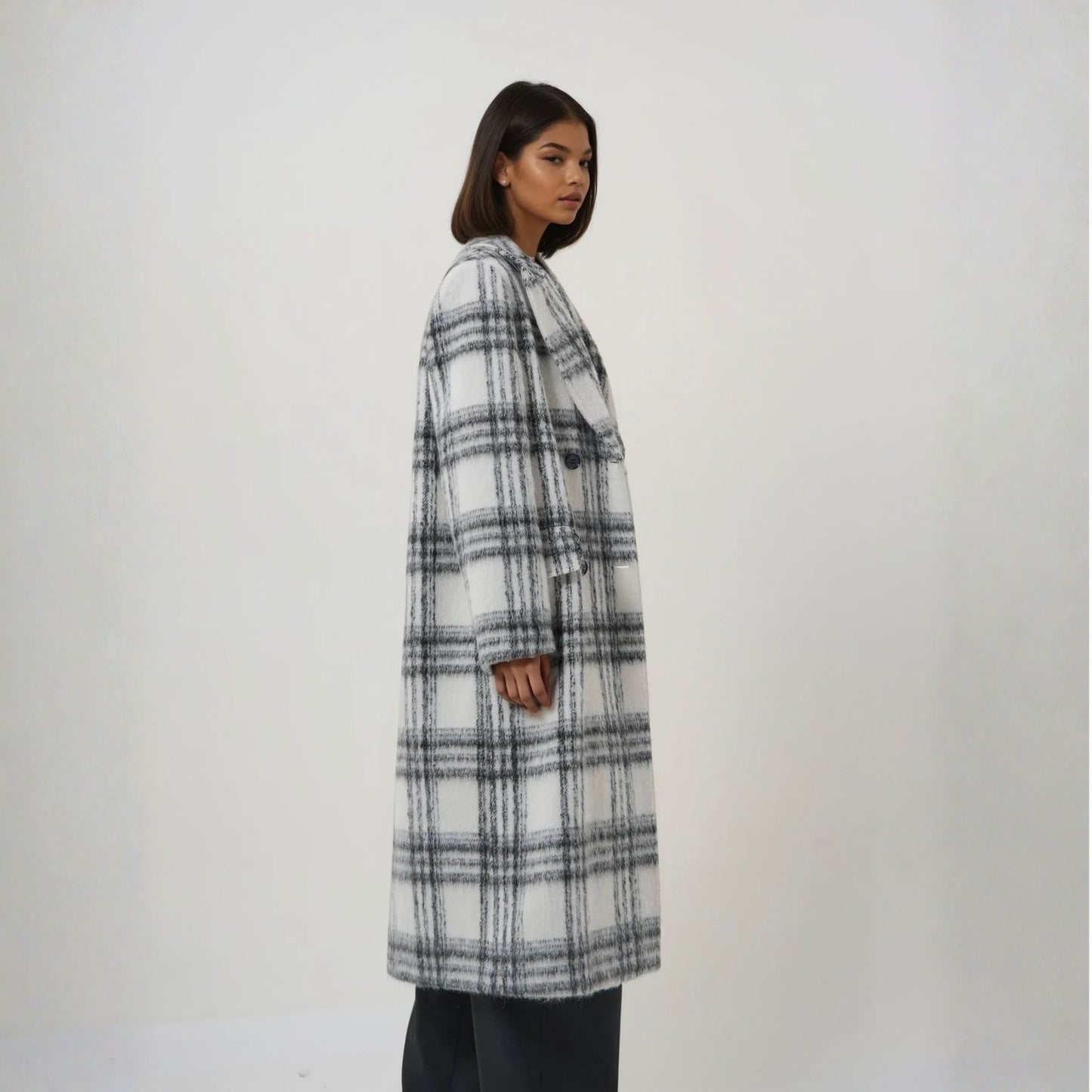 Manteau long laine mohair femme