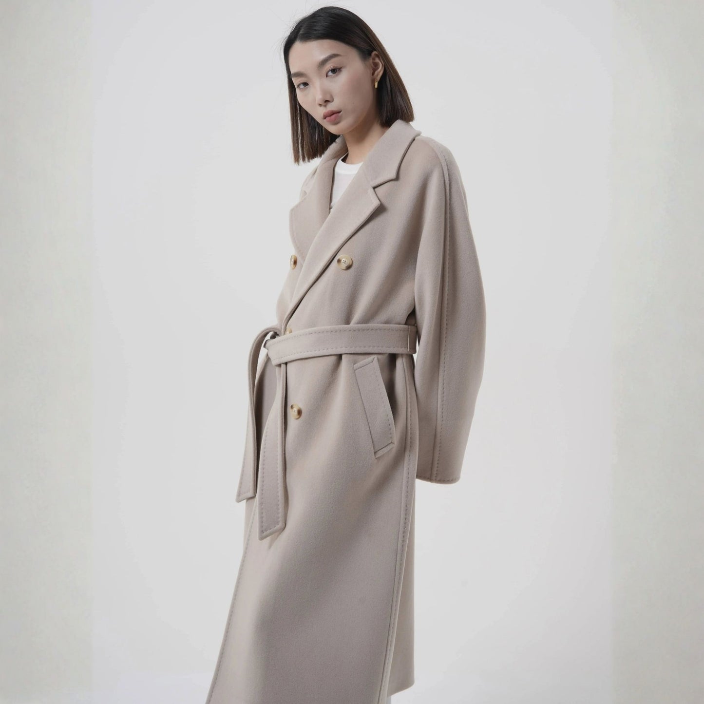 Manteau long laine et cachemire pour femme