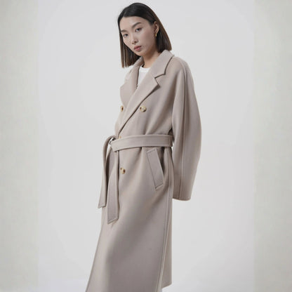 Manteau long laine et cachemire pour femme