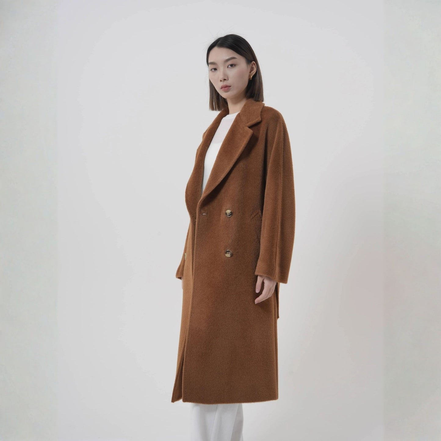 Manteau long en alpaga pour femme